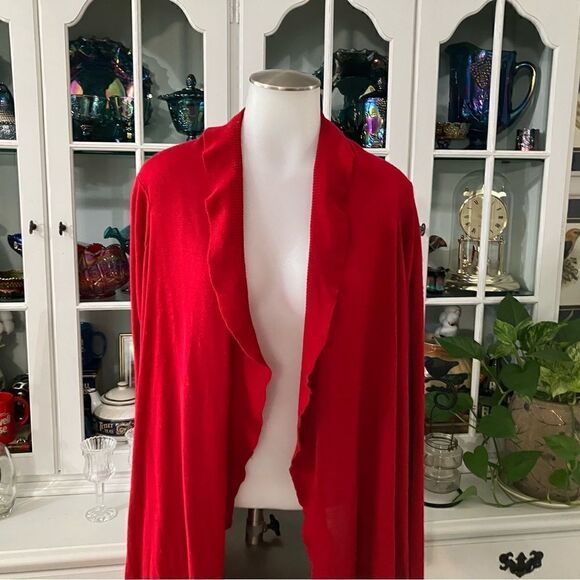 Folio NY Red Cardigan Sweater Sz M/L Longer in Front - Picture 2 of 6